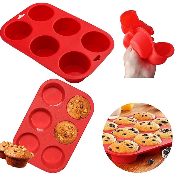 Forma Silicone Cupcake Petit Gateau Bolo Muffins Receitas Fit Flans