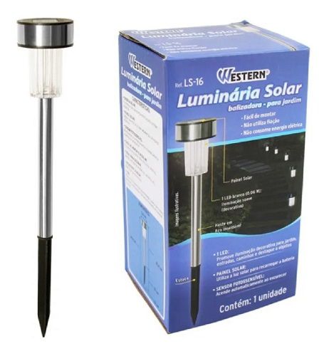 Luminária Led Solar Haste Estaca Para Jardim Slim