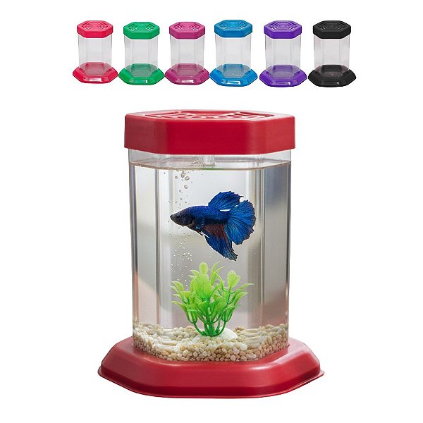 Kit 7 Aquario para Peixe Betta Acrilico Beteira - Com Tampa| Lembrança de Aniversário | Festa Infantil | Decoração e Lembrancinha