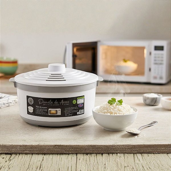 Panela para Micro-ondas | Multiuso | Com tampa | Prepare Arroz, Legumes e Pipoca em Minutos | 2.5L | BPA Free | Freezer Lava-Louças