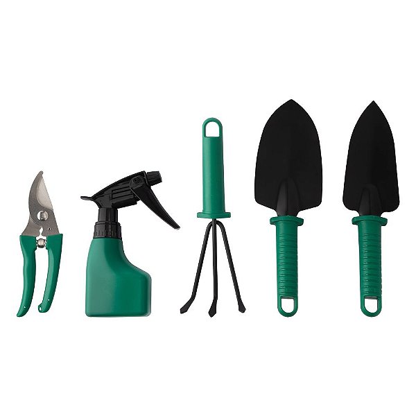 Kit Para Jardinagem Jardim Jogo Ferramentas Grama Corta Galhos Maleta Pás Poda 05 Peças Com Maleta