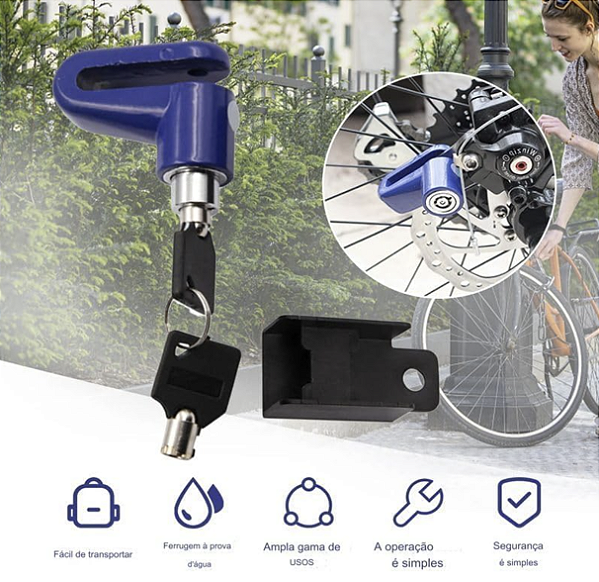 Trava Cadeado para Disco de Freio com 2 Chaves | Moto Bicicleta Bike