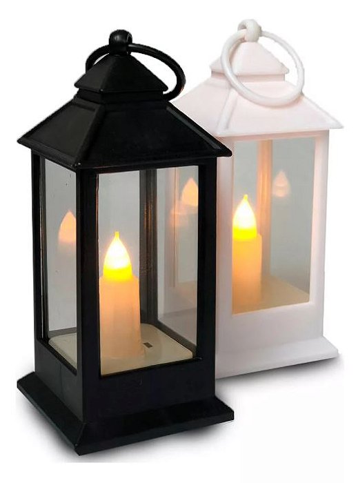 12x Vela Lamparina Decorativa Eletronica De Led  A Bateria 15x5,5cm - Kit 12 Unidades
