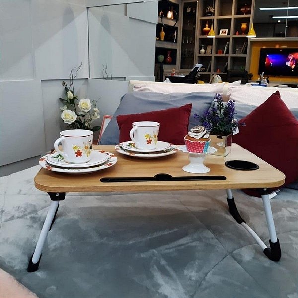 Mesa Dobrável Portátil P/ Notebook Home Office Cama Refeição