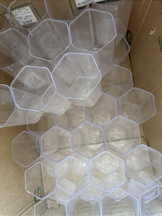 PRODUTOS AVARIADOS - Pote de Acrílico, Pote Transparente, Pote sextavado Acrilico, Pote 10cm