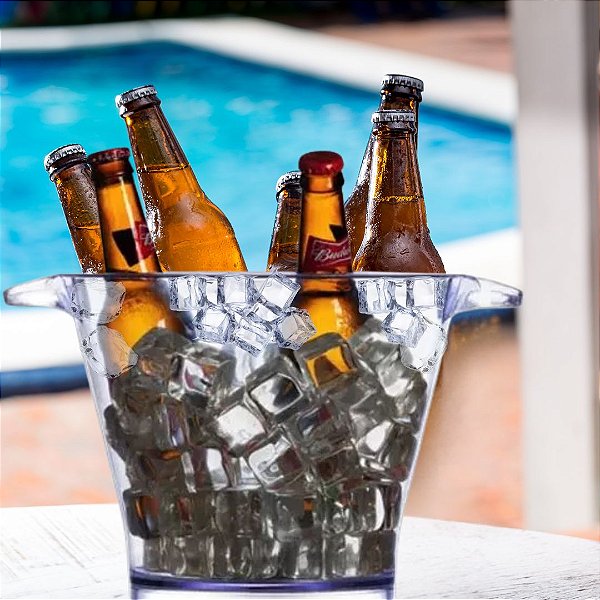Balde de Gelo 4L Acrílico Cristal com Alça – Bebidas Geladas com Estilo | Champanheira | Latas | Garrafas | Vinhos | Espumantes | Cervejas