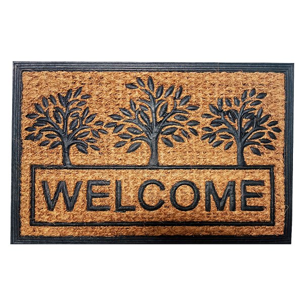 Tapete Capacho Grande Welcome Borracha e Fibra de Coco 60x40cm