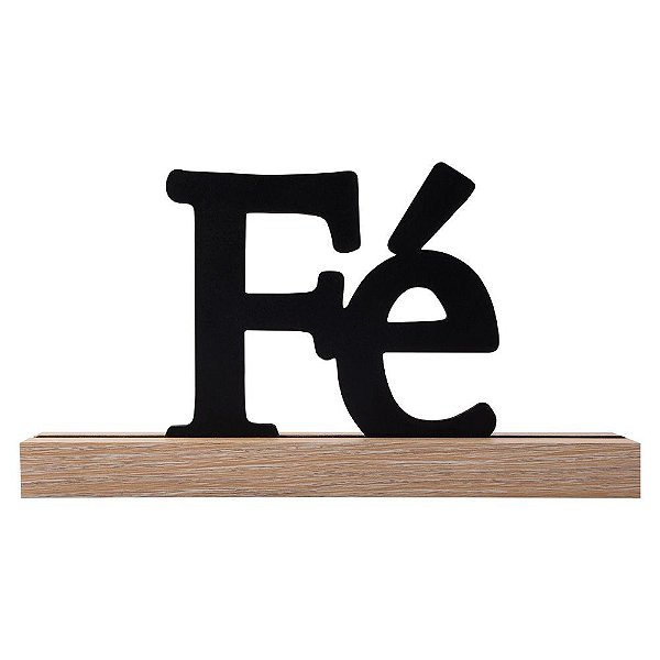 Palavra De Mesa Fé Com Base Em Mdf Preto Decoração Acabamento Premium