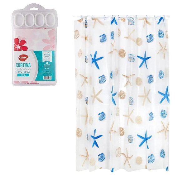 Cortina Box Banheiro Vinil 180cmx180 Clink Estampa Sortidas Cor Variada E Sortida