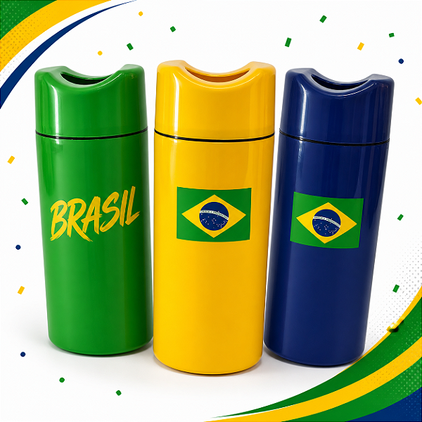 Kit Seleção Brasil | 3 Porta Garrafas Térmico 600ml Verde Amarelo Azul | Cerveja Gelada | Copa do Mundo | Presente Criativo Torcedor