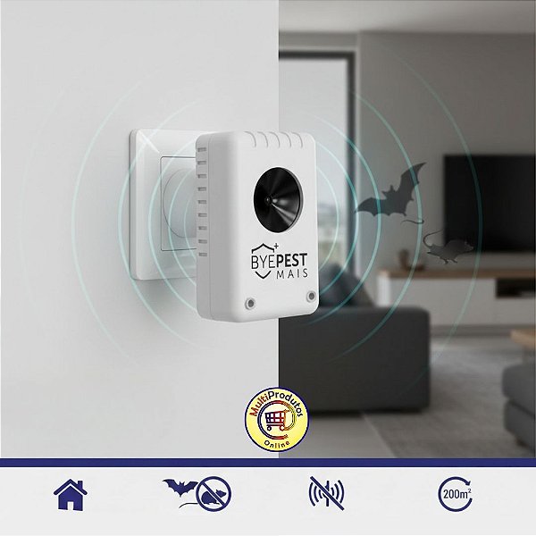 Repelente Eletrônico Ultrassonico Byepest Mais - Contra Ratos Morcegos e Pombos | Tecnologia Microcontrolada e 5 modos de Operação