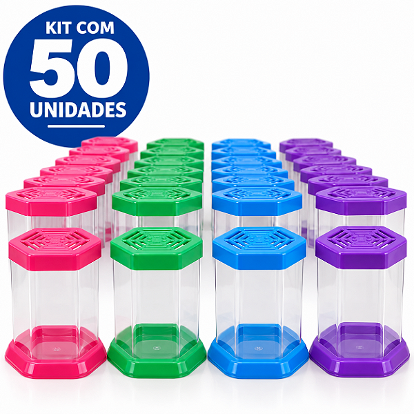 KIT 50 Aquario para Peixe Betta Acrilico Beteira Com Tampa - Lembrança de Aniversário | Festa Infantil | Decoração e Lembrancinha