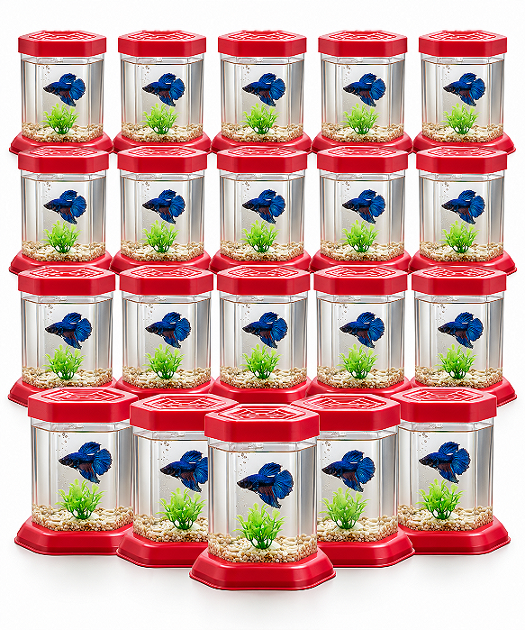 KIT 20 Aquario para Peixe Betta Acrilico Beteira Com Tampa - Lembrança de Aniversário | Festa Infantil | Decoração e Lembrancinha