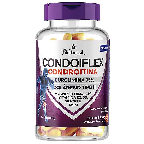 Condoiflex (Condroitina, Colág. II, Curcumina, MSM e +) - 90 cáps - 400mg