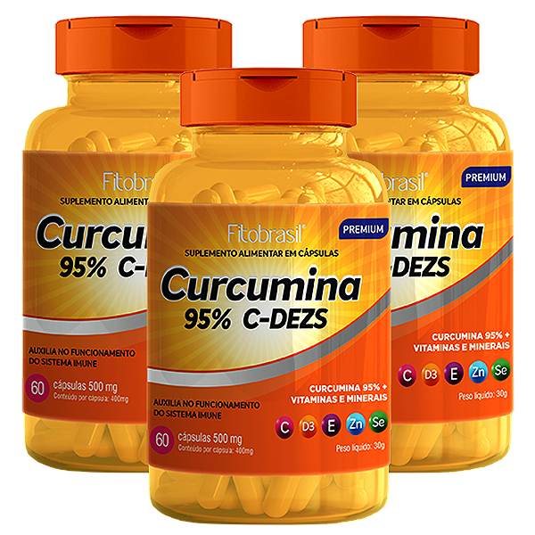 Curcumina C-DESZ kit com 3 unidades (Curcumina, vitamina C, D, E, selênio e zinco) - 60 cáps