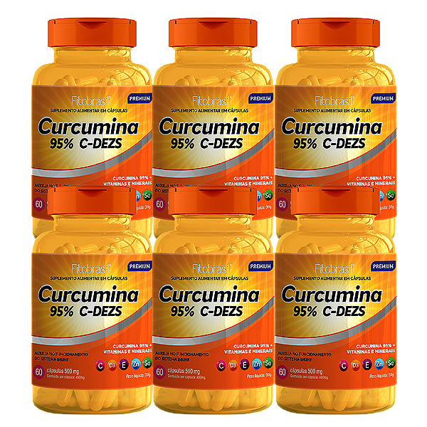 Curcumina C-DESZ kit com 6 unidades (Curcumina, vitamina C, D, E, selênio e zinco) - 60 cáps