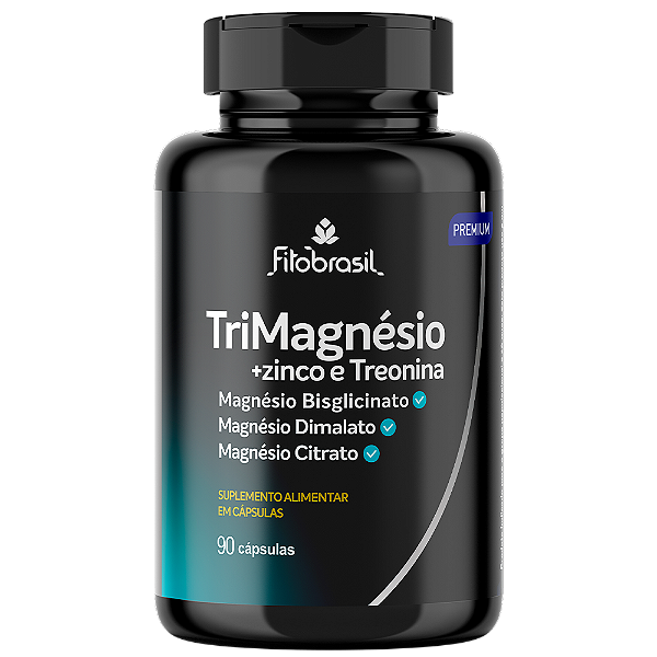 TriMagnésio + Zinco e Treonina (Bisglicinato, Dimalato e Citrato) - 90 cáps