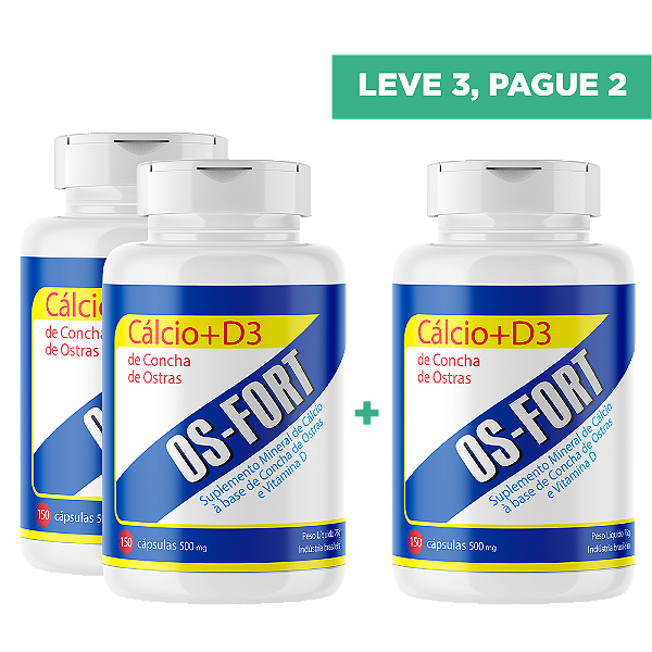 Os-fort -Cálcio de Concha de Ostras com Vit D3 - LEVE 3, PAGUE 2
