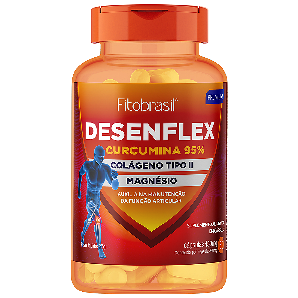 Desenflex (Curcumina, Colágeno tipo II e Magnésio) - 60 cáps