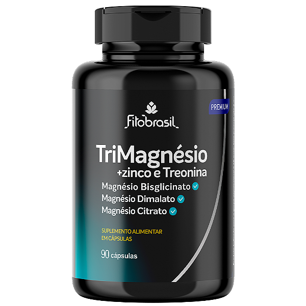 TriMagnésio + Zinco e Treonina (Bisglicinato, Dimalato e Citrato) - 90 cáps