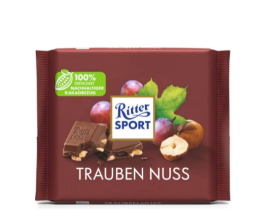 PRÉ VENDA - Chocolate Ritter Sport Trauben Nuss 100g