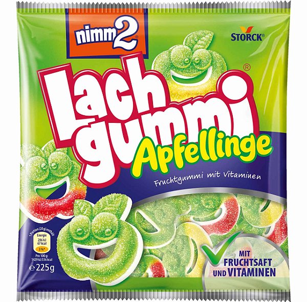 Nimm2 Lachgummi Apfellinge 225g - Gomas de maçã verde Importadas da Alemanha