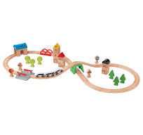 TREM EM MADEIRA COM TRILHOS CONJUNTO 20 PECAS