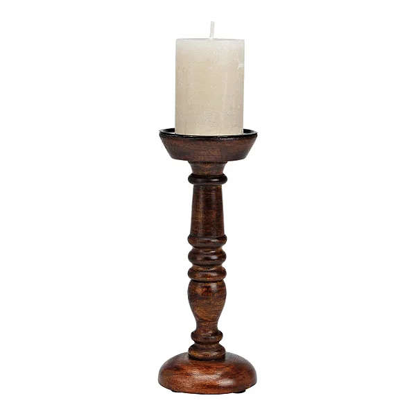 Castiçal de Madeira Maciça de Mangueira – 25 cm