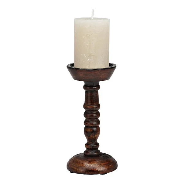 Castiçal de Madeira Maciça de Mangueira – 20 cm