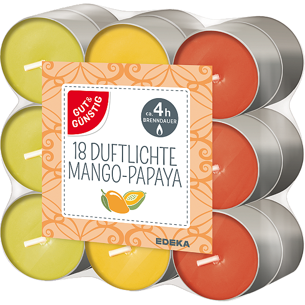 Velas tipo Réchaud "Mango-Papaya" - Importadas da Alemanha
