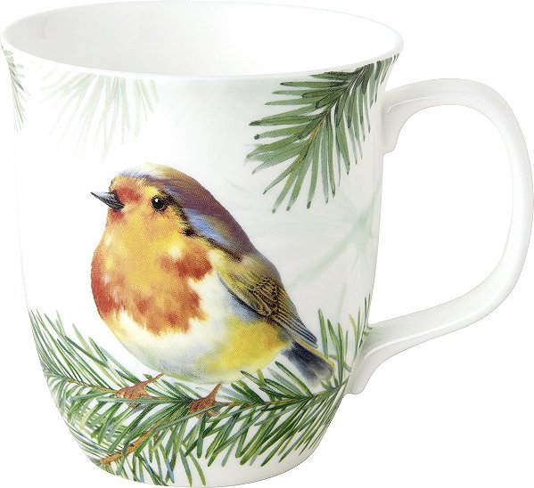Caneca em Porcelana Fina CHARMING ROBIN - Importada da Alemanha