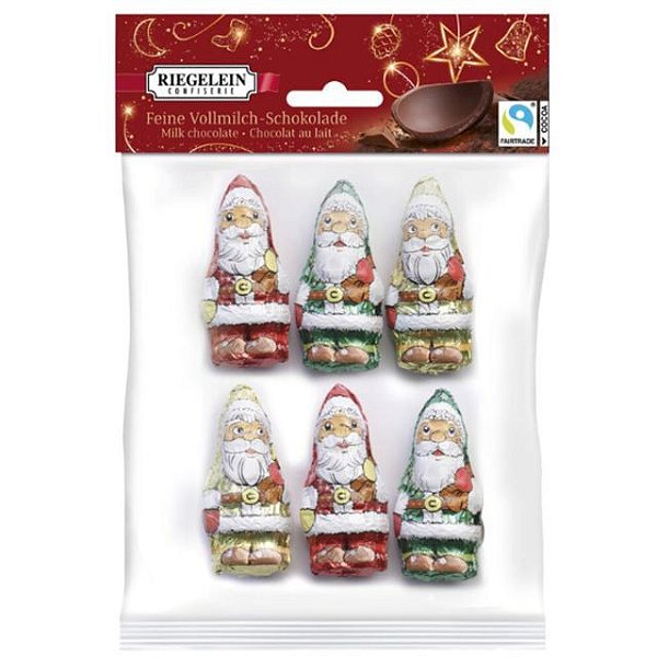 PRÉ VENDA - Riegelein Mini Papais Noéis Chocolate ao Leite 75g - Importado da Alemanha