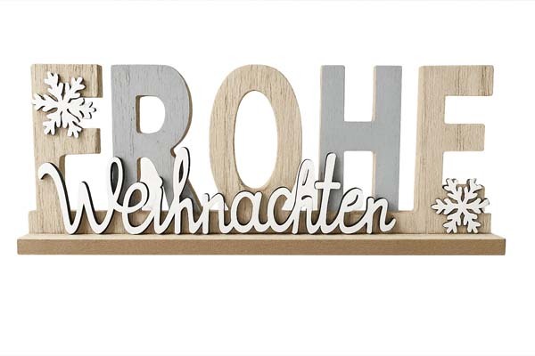 Placa decorativa “Frohe Weihnachten” - Feliz Natal em alemão