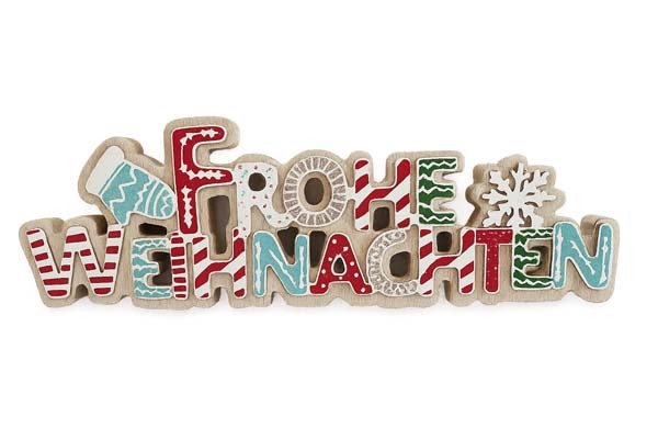 Placa decorativa “Frohe Weihnachten” - Feliz Natal em alemão