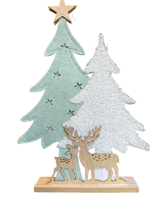 Enfeite Natalino com Arvores e Cervos em madeira - Importado da Alemanha