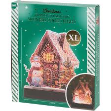 Pintura de diamante natalina com iluminação LED