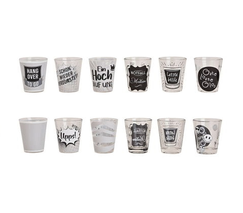 PRÉ VENDA - Schnapsglas Trinksprüche aus Glas