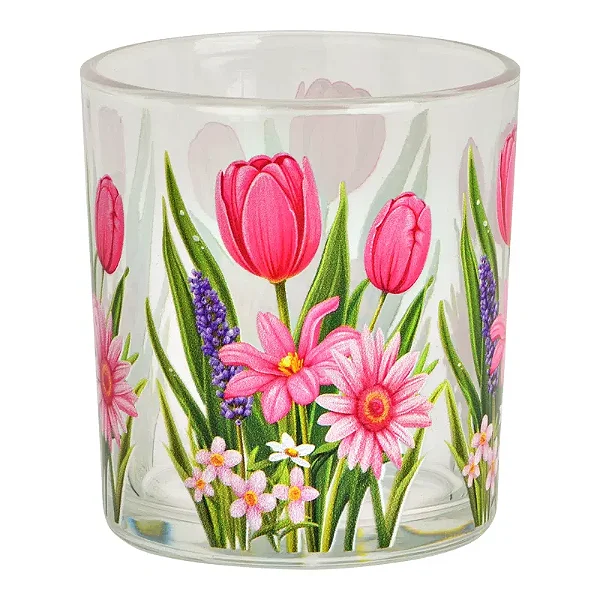 PRÉ VENDA - Porta-Velas de Vidro Flores