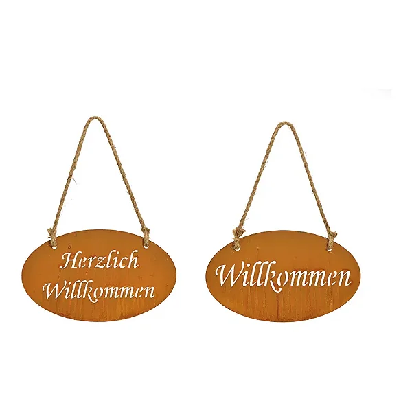 PRÉ VENDA - Placa Decorativa Willkommen e Herzlich Willkommen