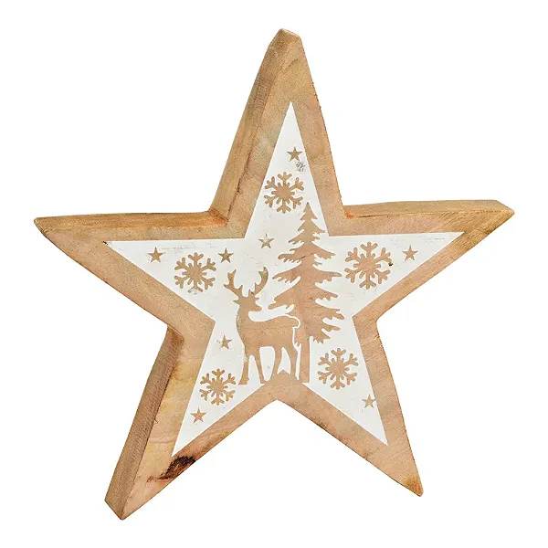 PRÉ VENDA - Estrela Decorativa com Tema de Inverno em Madeira