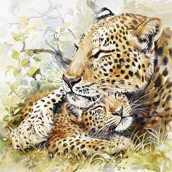 Guardanapo Unitario - Leopard Family