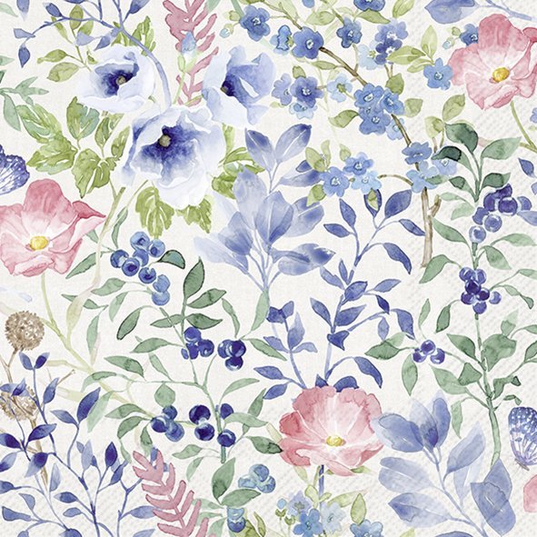 Guardanapo Unitario para Decoupage - INDIGO FLOWERS