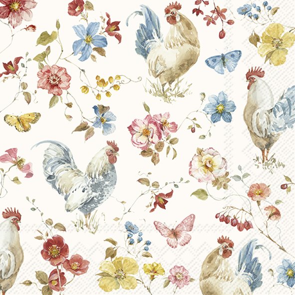 Guardanapo Unitario para Decoupage - COUNTRY ROOSTER