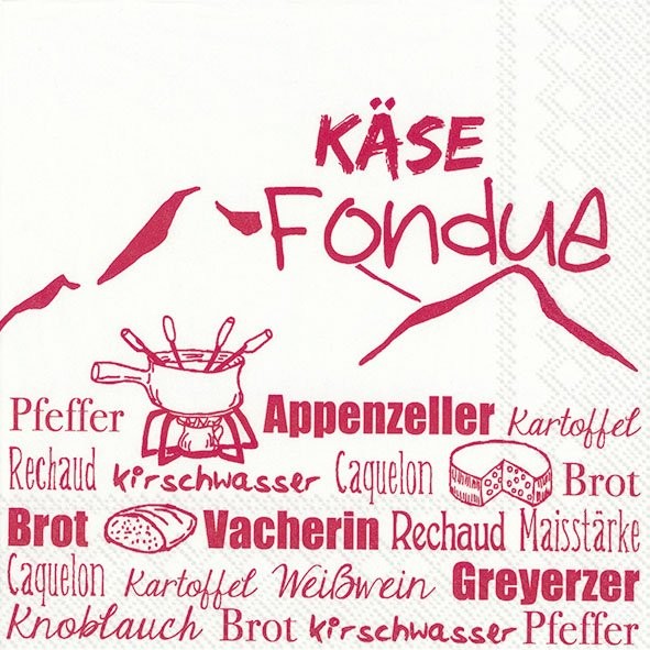 Guardanapo Unitario para Decoupage - KÄSE FONDUE red