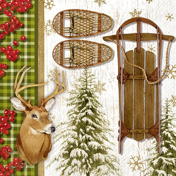 Guardanapo Unitario para Decoupage - CHRISTMAS CABIN