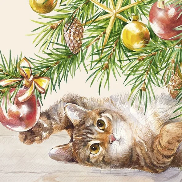 Guardanapo Unitario para Decoupage - CHRISTMAS CAT