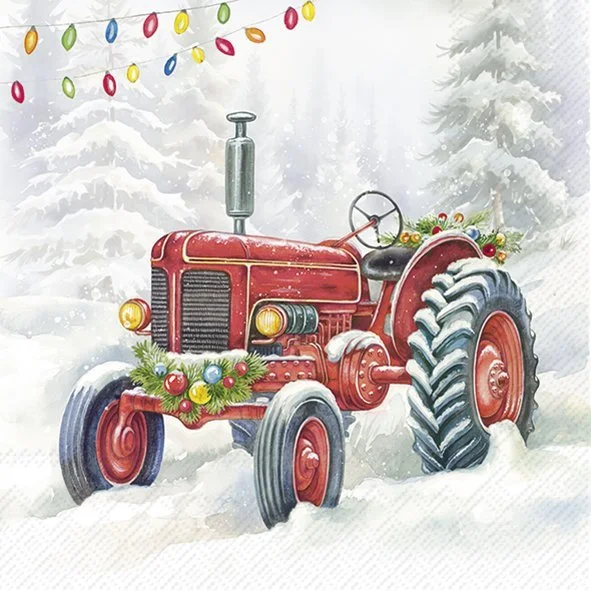 Guardanapo Unitario para Decoupage - FESTIVE TRACTOR