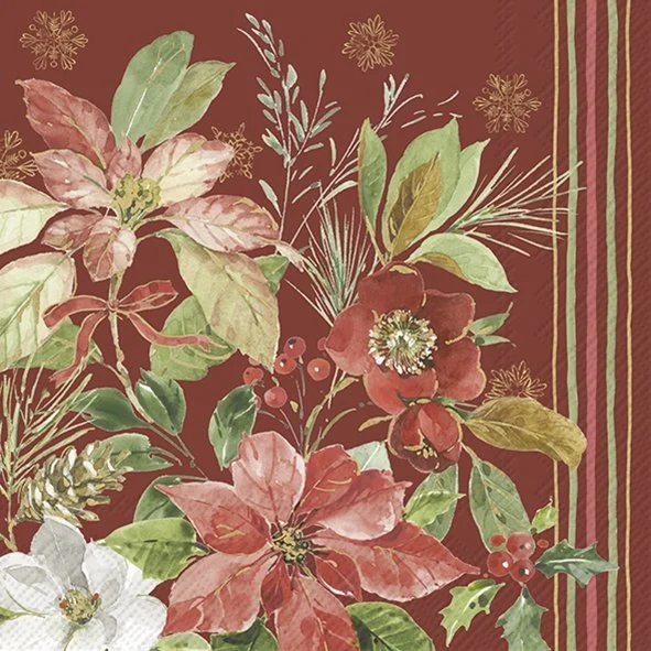 Guardanapo Unitario para Decoupage - POINSETTIA BOUQUET