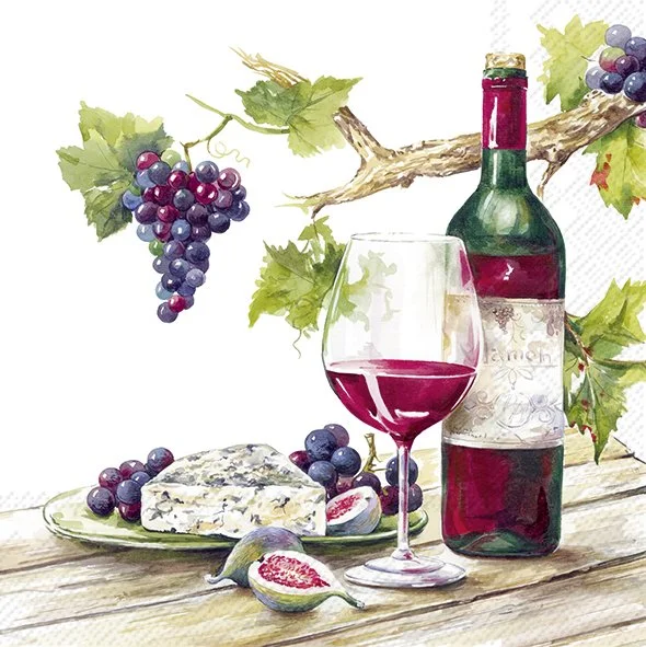 Guardanapos Unitario para Decoupage - RED WINE TASTING