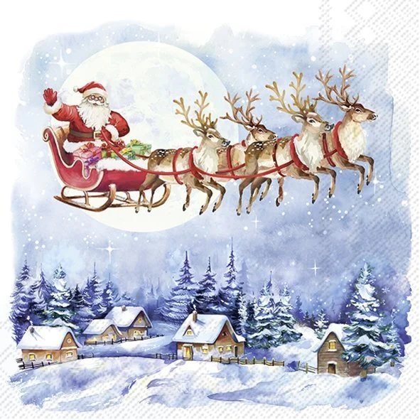 Guardanapo Unitario para Decoupage - SANTA'S WONDERLAND